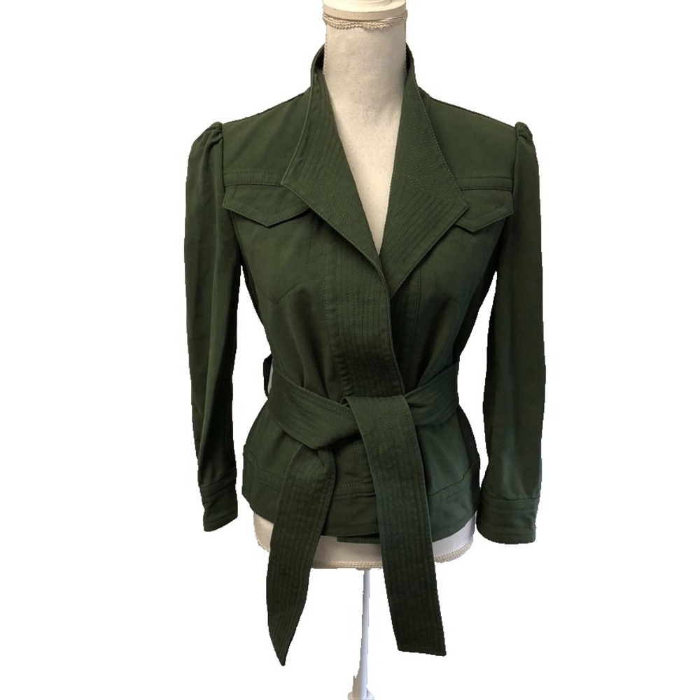 Derek Lam 10 Crosby Jacket Womens 4 Army Green Belted Granola Boho Earthy